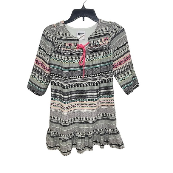 Tween Diva Youth Girl’s Dress Size 10 Multicolor Neon Pink Tassels - Picture 5 of 8